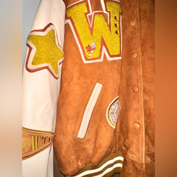 Free People For The Creative Spirit Leather Vintage Style Bomber Jacket - Picture 14 of 16